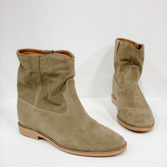 Isabel Marant Etoile Crisi Suede Ankle Boots Taupe Western Women's Size 37 - Picture 3 of 13